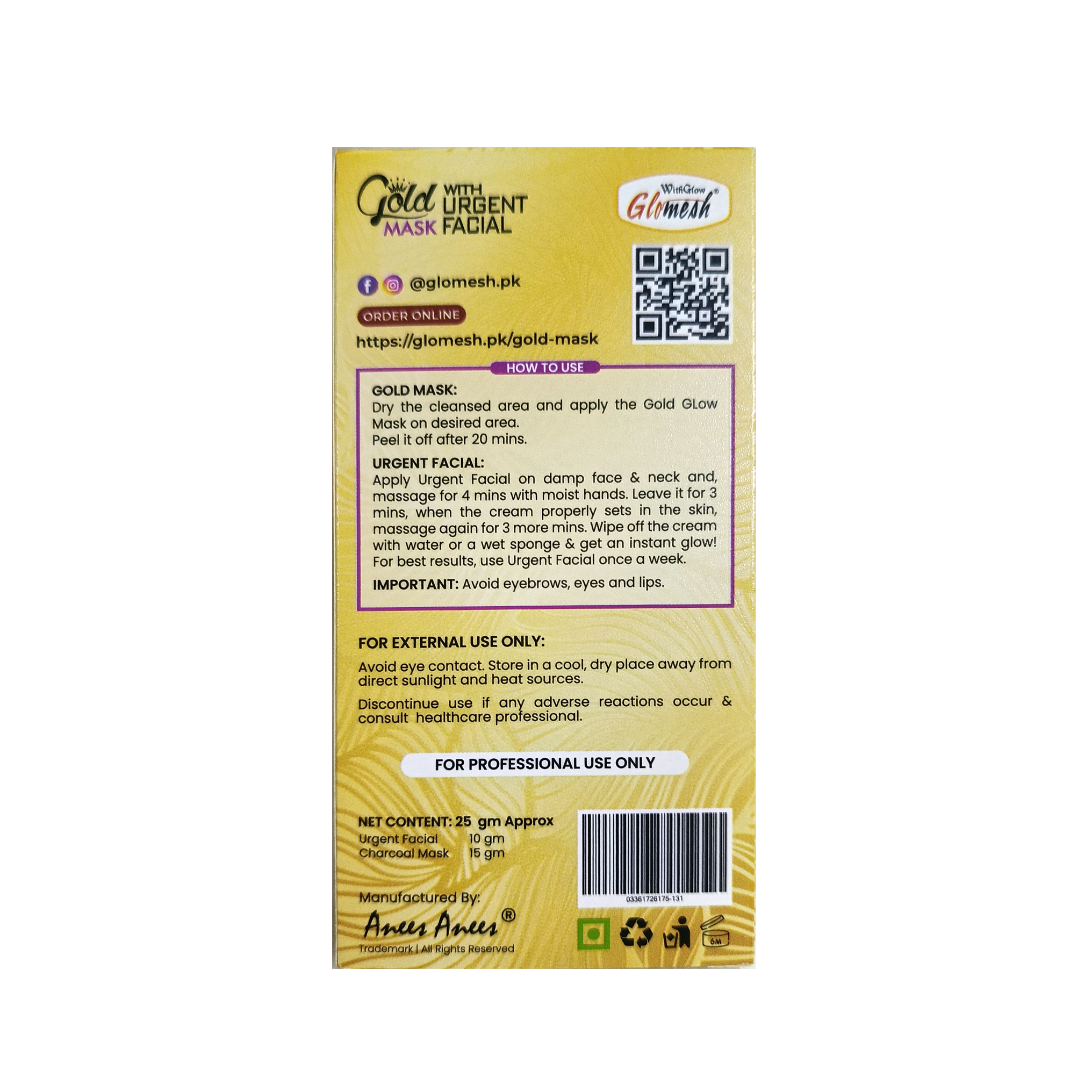 Gold Mask with Whitening Urgent Facial Sachet