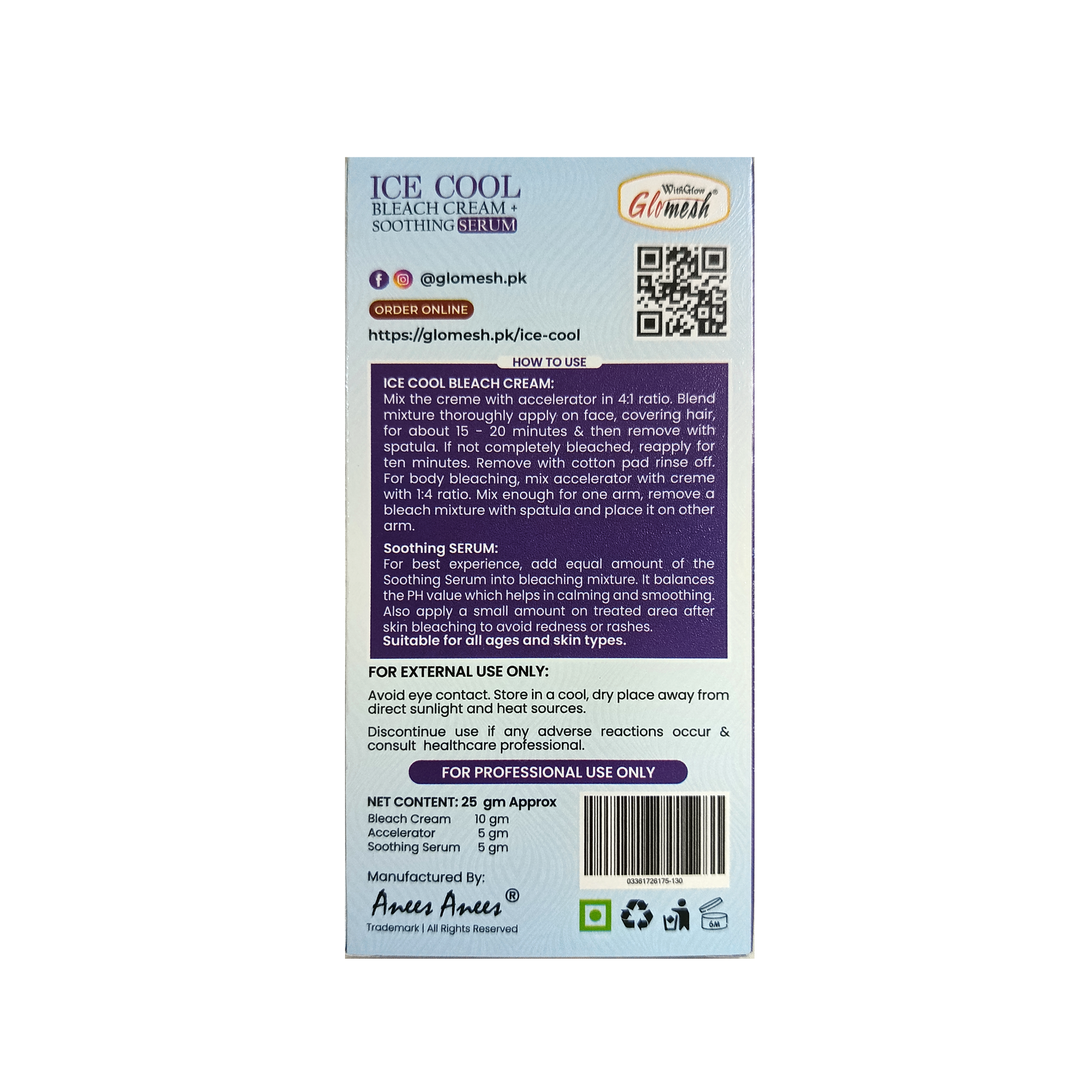 Ice Cool Bleach Cream with Soothing Serum Sachet