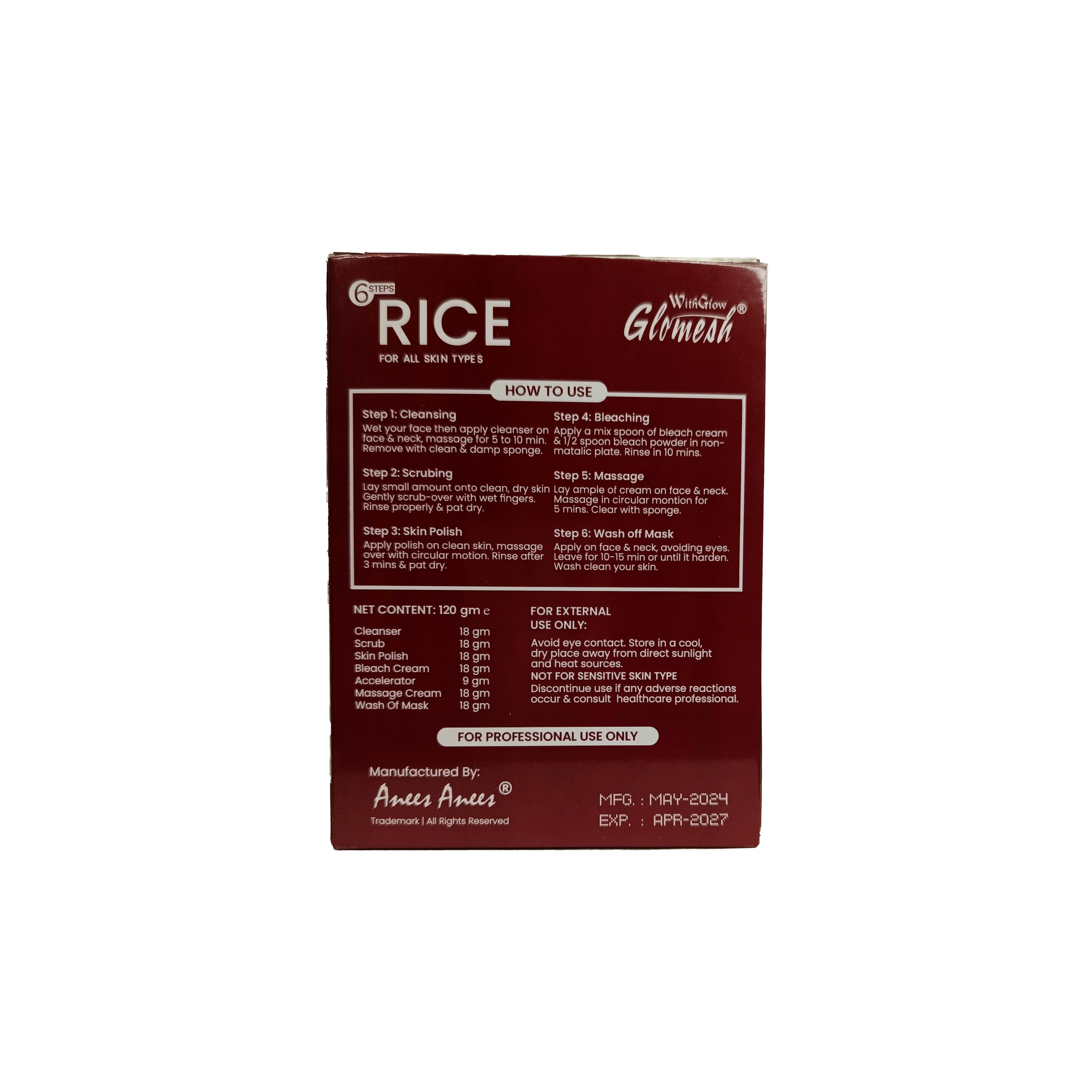 6 Steps Rice Facial 6 in 1 Sachet Kit